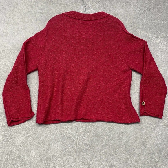 Habitat Womens Sweater Red Large Lagenlook Pullover Button Knit Boxy Casual Top - Picture 9 of 13